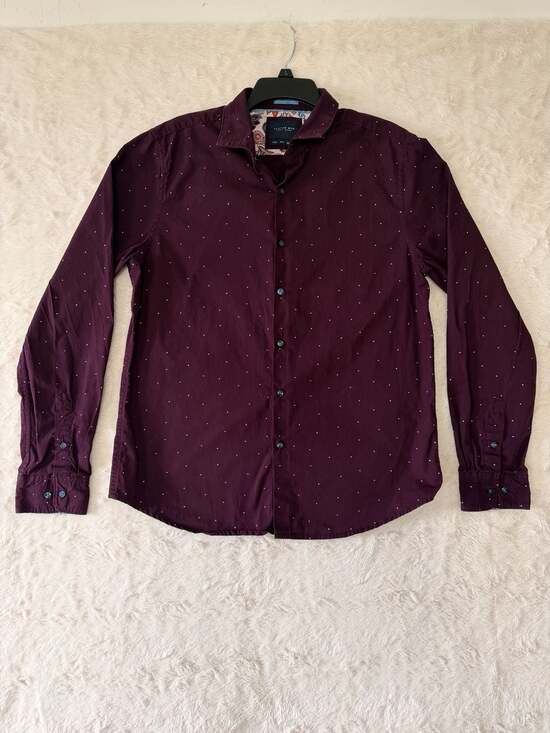 Cactus Man Ricky Singh Other - Cactus Man Ricky Singh Mens Shirt Large Maroon Burgundy Micro Dot Button